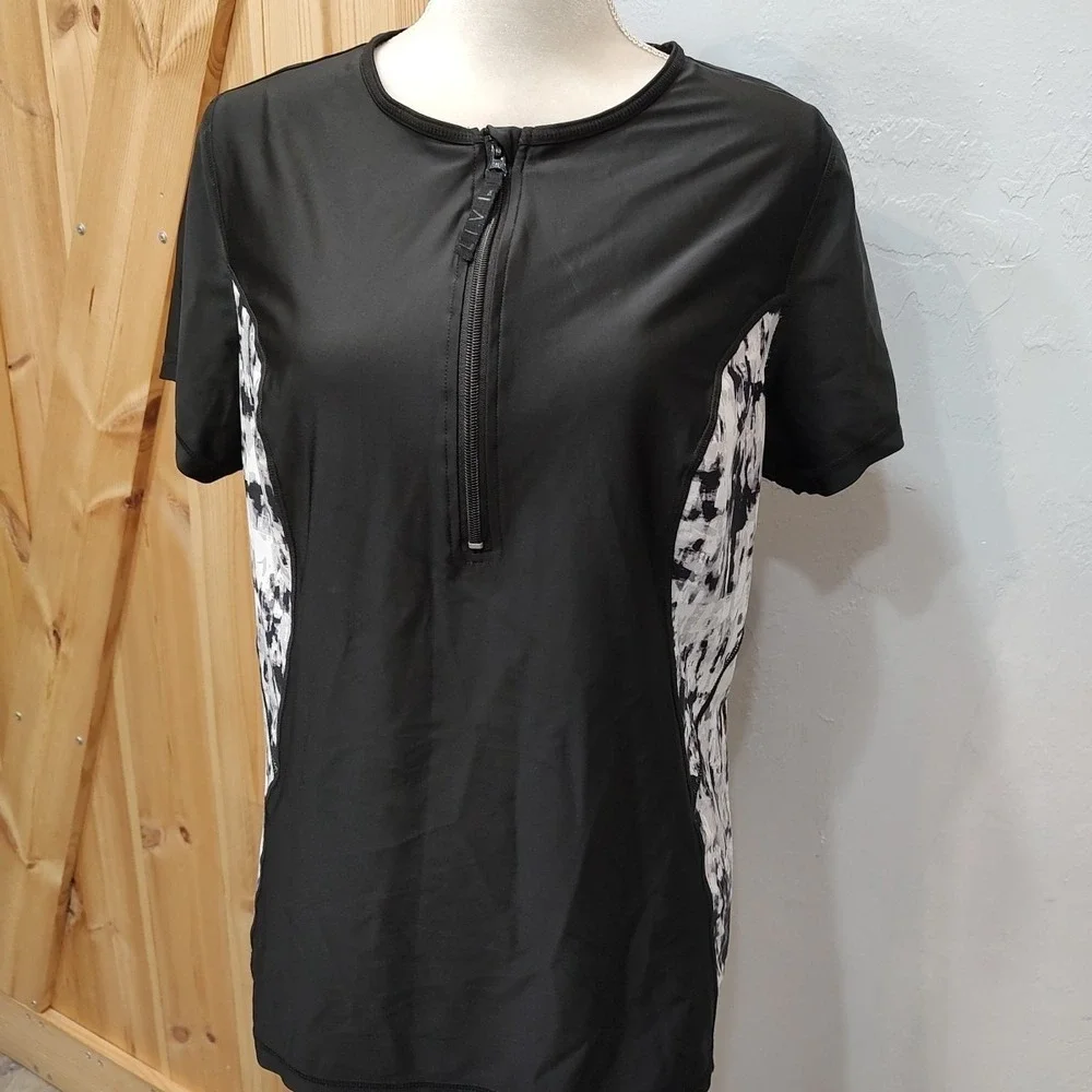 Livi Active Swim Rash Guard Top Sz 18/20 Swimwear Half Zip White Gray Black